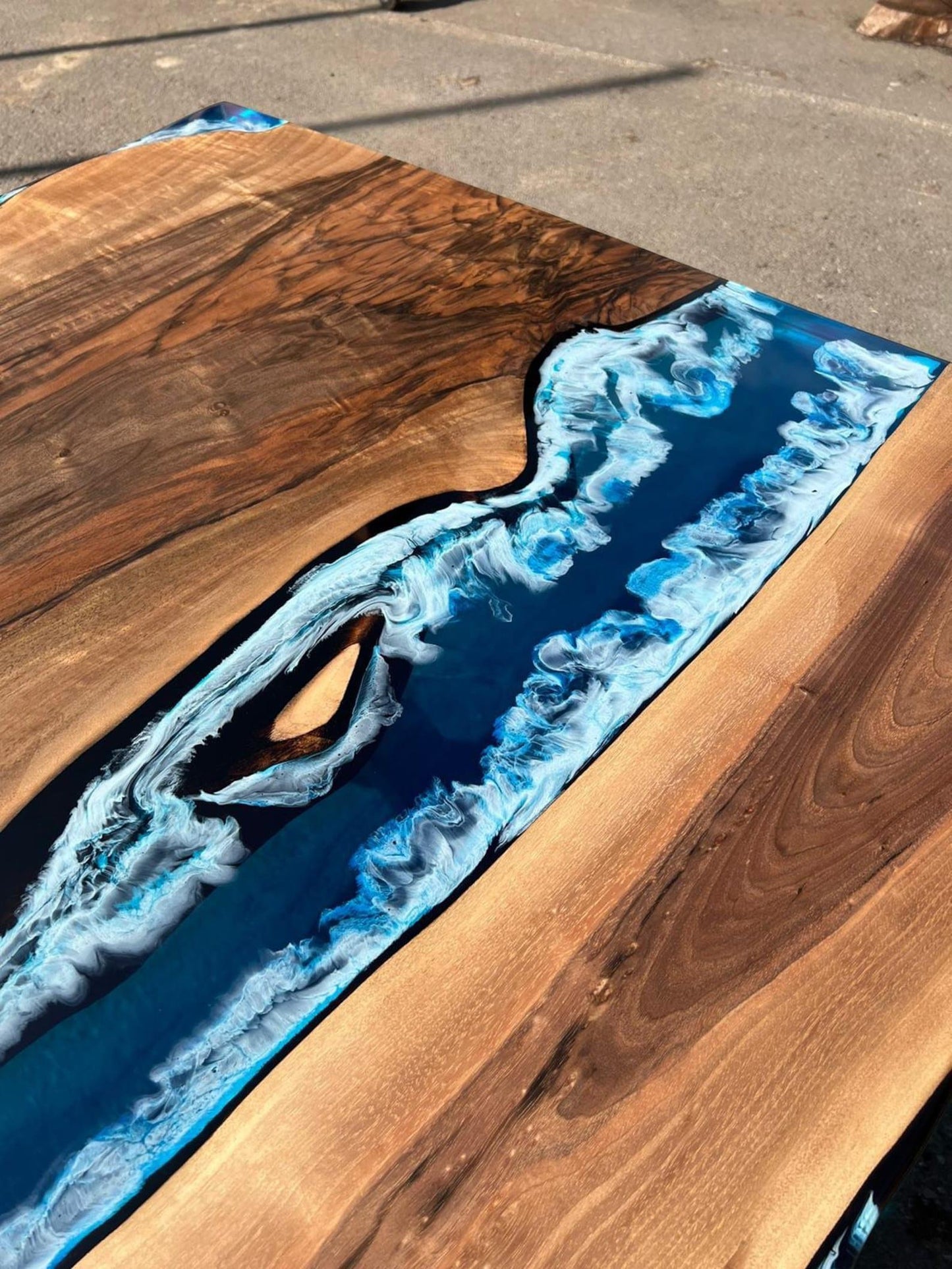 Epoxy Table, Custom Sizes Walnut Blue, Red, Green FredCo