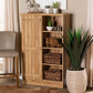 Eren Modern and Contemporary Farmhouse Natural Oak Brown Finished Wood 1-Door Shoe Cabinet FredCo
