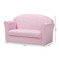 Erica Modern and Contemporary Pink and White Heart Patterned Fabric Upholstered Kids 2-Seater Sofa FredCo