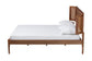 Eridian Mid-Century Modern Walnut Brown Finished Wood and Natural Rattan Queen Size Platform Bed FredCo