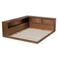 Erie Modern Rustic and Transitional Walnut Brown Finished Wood Queen Size Platform Storage Bed with Built-In Outlet FredCo