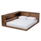 Erie Modern Rustic and Transitional Walnut Brown Finished Wood Queen Size Platform Storage Bed with Built-In Outlet FredCo