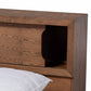 Erie Modern Rustic and Transitional Walnut Brown Finished Wood Queen Size Platform Storage Bed with Built-In Outlet FredCo
