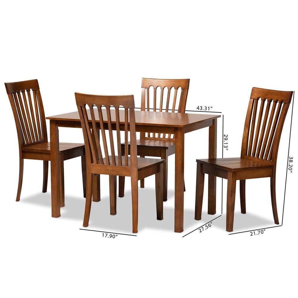 Erion Modern and Contemporary Walnut Brown Finished Wood 5-Piece Dining Set FredCo