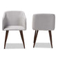 Eris Mid-Century Contemporary Grey Fabric Upholstered and Walnut Finished 2-Piece Dining Chair Set FredCo