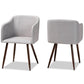 Eris Mid-Century Contemporary Grey Fabric Upholstered and Walnut Finished 2-Piece Dining Chair Set FredCo