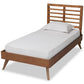 Eris Mid-Century Modern Walnut Brown Finished Wood Twin Size Platform Bed FredCo