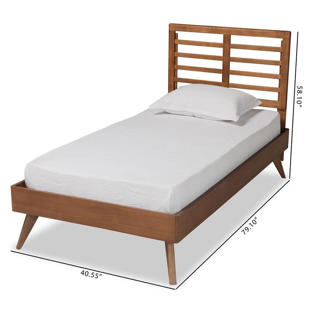 Eris Mid-Century Modern Walnut Brown Finished Wood Twin Size Platform Bed FredCo