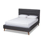 Erlend Mid-Century Modern Dark Grey Fabric Upholstered King Size Platform Bed FredCo