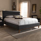 Erlend Mid-Century Modern Dark Grey Fabric Upholstered King Size Platform Bed FredCo