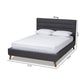 Erlend Mid-Century Modern Dark Grey Fabric Upholstered King Size Platform Bed FredCo
