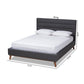 Erlend Mid-Century Modern Dark Grey Fabric Upholstered Queen Size Platform Bed FredCo