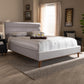 Erlend Mid-Century Modern Greyish Beige Fabric Upholstered King Size Platform Bed FredCo