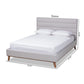 Erlend Mid-Century Modern Greyish Beige Fabric Upholstered Queen Size Platform Bed FredCo