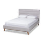 Erlend Mid-Century Modern Greyish Beige Fabric Upholstered Queen Size Platform Bed FredCo