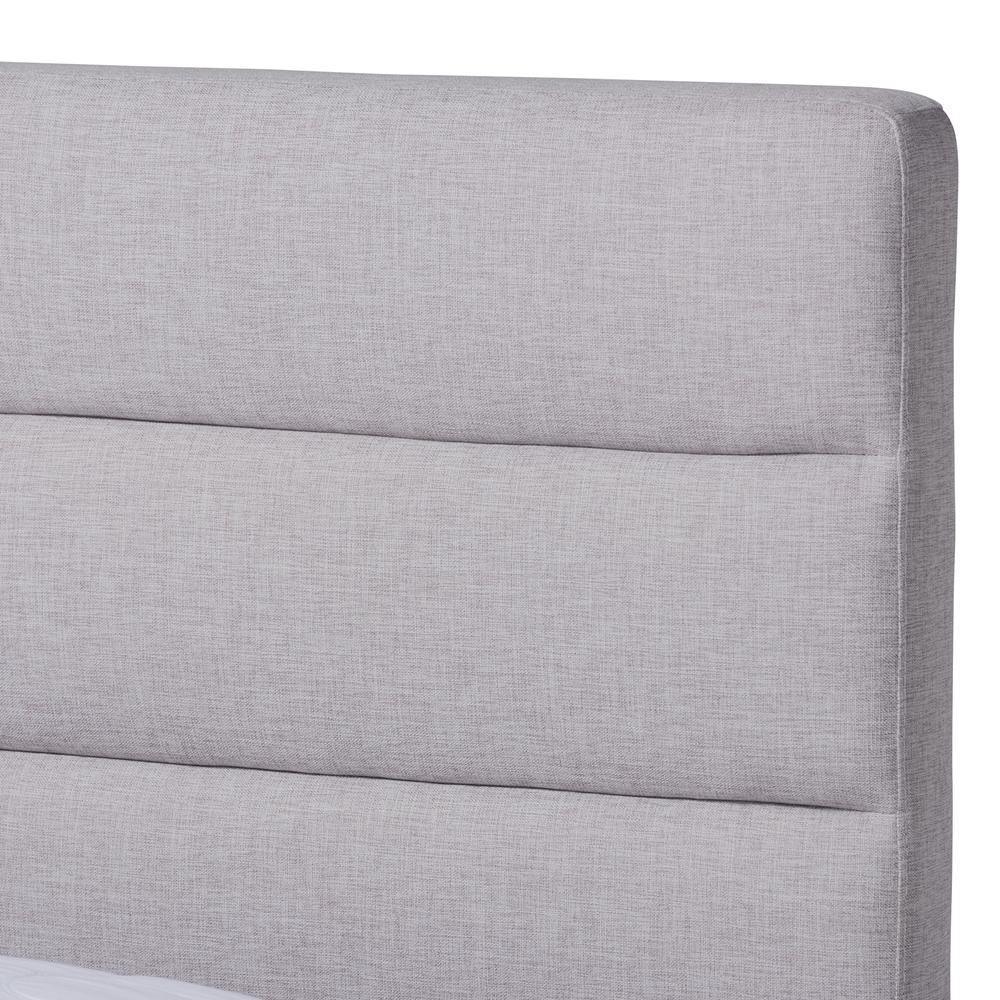 Erlend Mid-Century Modern Greyish Beige Fabric Upholstered Queen Size Platform Bed FredCo