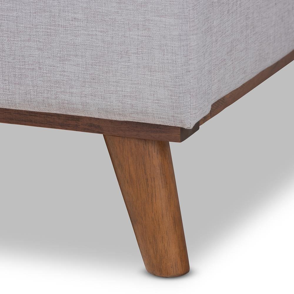 Erlend Mid-Century Modern Greyish Beige Fabric Upholstered Queen Size Platform Bed FredCo