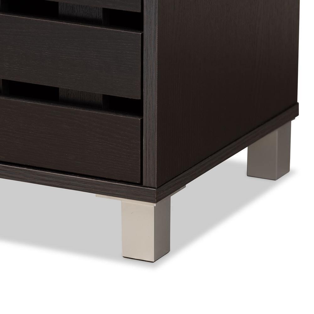 Ernest Modern and Contemporary Dark Brown Finished Wood 2-Door Shoe Storage Cabinet FredCo