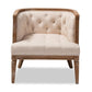 Esme French Provincial Beige Linen Fabric Upholstered and White-Washed Oak Wood Accent Barrel Chair FredCo