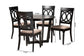 Estelle Modern Beige Fabric and Dark Brown Finished Wood 5-Piece Dining Set FredCo