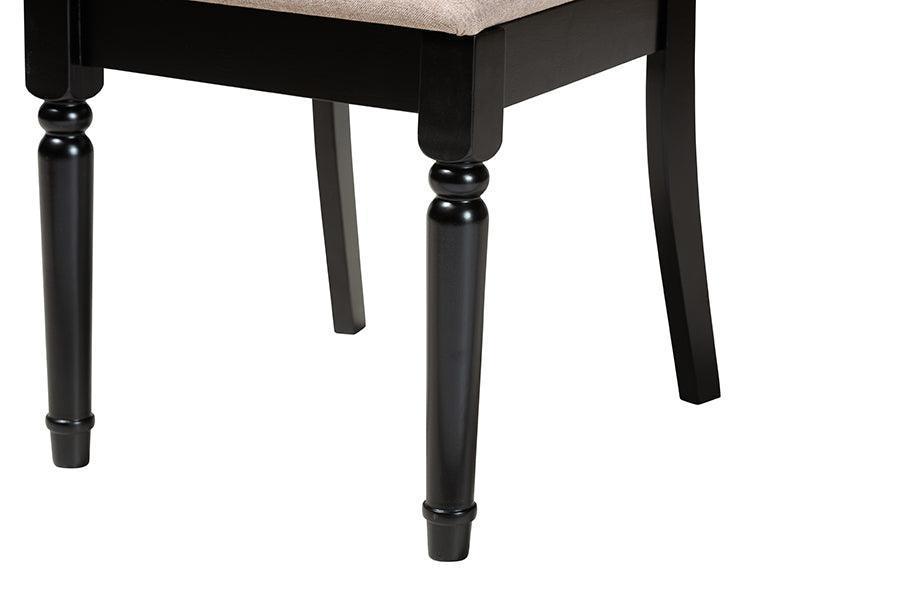 Estelle Modern Beige Fabric and Dark Brown Finished Wood 5-Piece Dining Set FredCo
