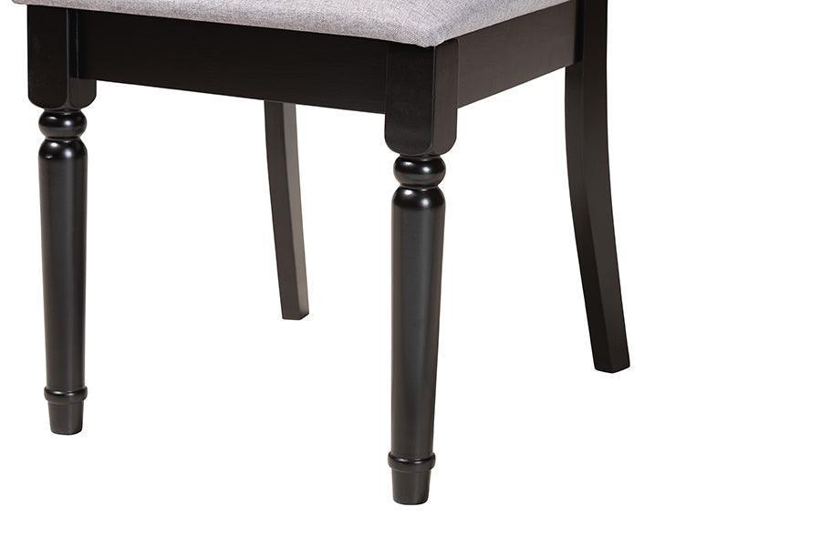 Estelle Modern Grey Fabric and Dark Brown Finished Wood 5-Piece Dining Set FredCo
