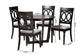 Estelle Modern Grey Fabric and Dark Brown Finished Wood 5-Piece Dining Set FredCo