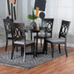 Estelle Modern Grey Fabric and Dark Brown Finished Wood 5-Piece Dining Set FredCo