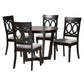 Estelle Modern Grey Fabric and Dark Brown Finished Wood 5-Piece Dining Set FredCo