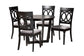 Estelle Modern Grey Fabric and Dark Brown Finished Wood 5-Piece Dining Set FredCo