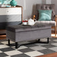 Esther Modern and Contemporary Grey Velvet Fabric Upholstered and Dark Brown Finished Wood Storage Ottoman FredCo