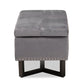 Esther Modern and Contemporary Grey Velvet Fabric Upholstered and Dark Brown Finished Wood Storage Ottoman FredCo