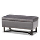 Esther Modern and Contemporary Grey Velvet Fabric Upholstered and Dark Brown Finished Wood Storage Ottoman FredCo