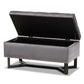 Esther Modern and Contemporary Grey Velvet Fabric Upholstered and Dark Brown Finished Wood Storage Ottoman FredCo