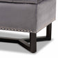 Esther Modern and Contemporary Grey Velvet Fabric Upholstered and Dark Brown Finished Wood Storage Ottoman FredCo