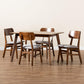 Euclid Mid-Century Modern Grey Fabric Upholstered and Walnut Brown Finished Wood 5-Piece Dining Set FredCo
