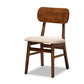 Euclid Mid-Century Modern Sand Fabric Upholstered and Walnut Brown Finished Wood 5-Piece Dining Set FredCo