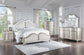 Evangeline 5-piece Upholstered Platform Eastern King Bedroom Set Ivory and Silver Oak Coaster FredCo