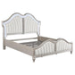 Evangeline 5-piece Upholstered Platform Eastern King Bedroom Set Ivory and Silver Oak Coaster FredCo