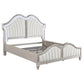 Evangeline 5-piece Upholstered Platform Queen Bedroom Set Ivory and Silver Oak Coaster FredCo