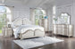 Evangeline 5-piece Upholstered Platform Queen Bedroom Set Ivory and Silver Oak Coaster FredCo