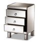 Ewan Contemporary Glam and Luxe Mirrored 3-Drawer Nightstand FredCo