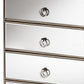 Ewan Contemporary Glam and Luxe Mirrored 3-Drawer Nightstand FredCo