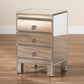 Ewan Contemporary Glam and Luxe Mirrored 3-Drawer Nightstand FredCo