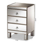 Ewan Contemporary Glam and Luxe Mirrored 3-Drawer Nightstand FredCo