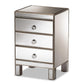 Ewan Contemporary Glam and Luxe Mirrored 3-Drawer Nightstand FredCo