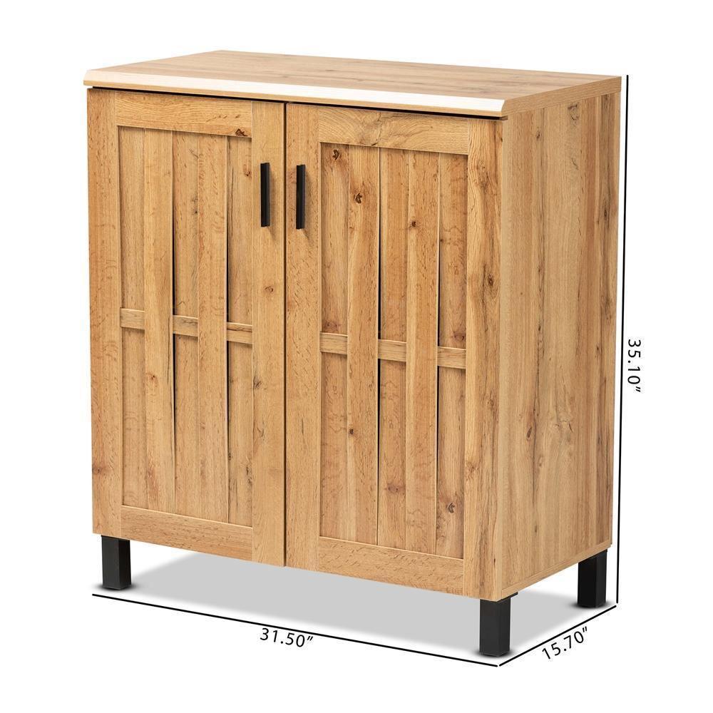 Excel Modern and Contemporary Oak Brown Finished Wood 2-Door Storage Cabinet FredCo