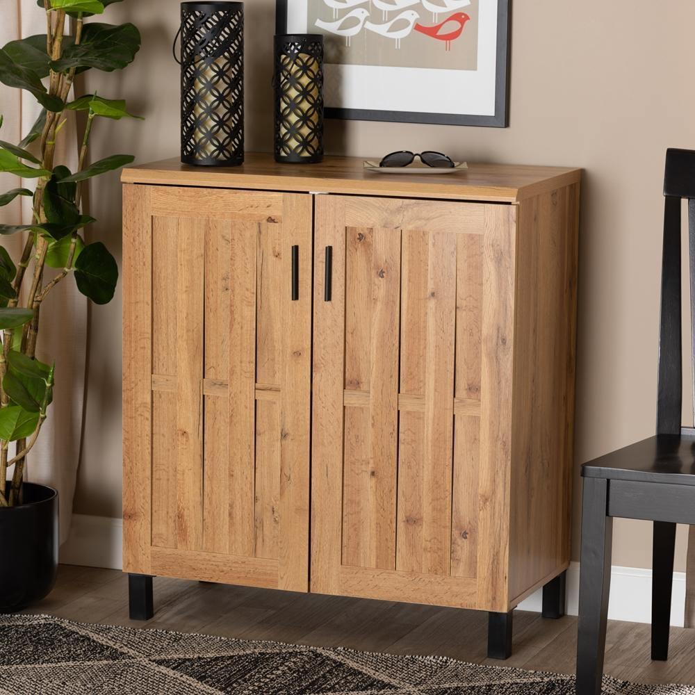 Excel Modern and Contemporary Oak Brown Finished Wood 2-Door Storage Cabinet FredCo