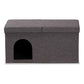 Faber Modern and Contemporary Dark Grey Fabric Upholstered and Wood Cat Litter Box Cover House FredCo