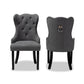 Fabre Modern Transitional Grey Velvet Fabric Upholstered and Dark Brown Finished Wood 2-Piece Dining Chair Set FredCo